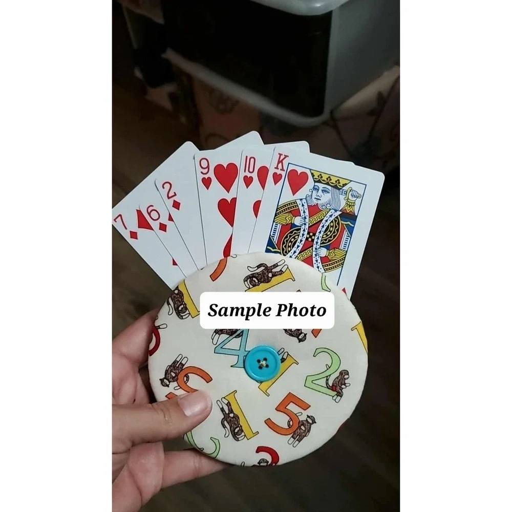 Fabric Playing Card Holder Helping Hands, Lot Of 4 + Cards, Family Game Night
